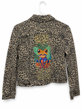 Rainbow Tree Frog Hand-Painted Leopard Denim Jacket