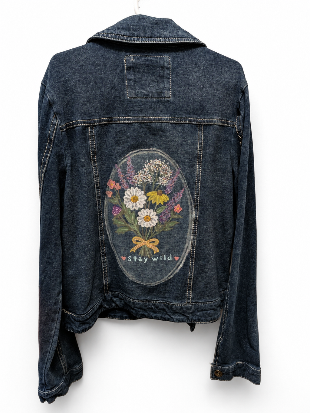Stay Wild Hand-Painted Girls Denim Jacket