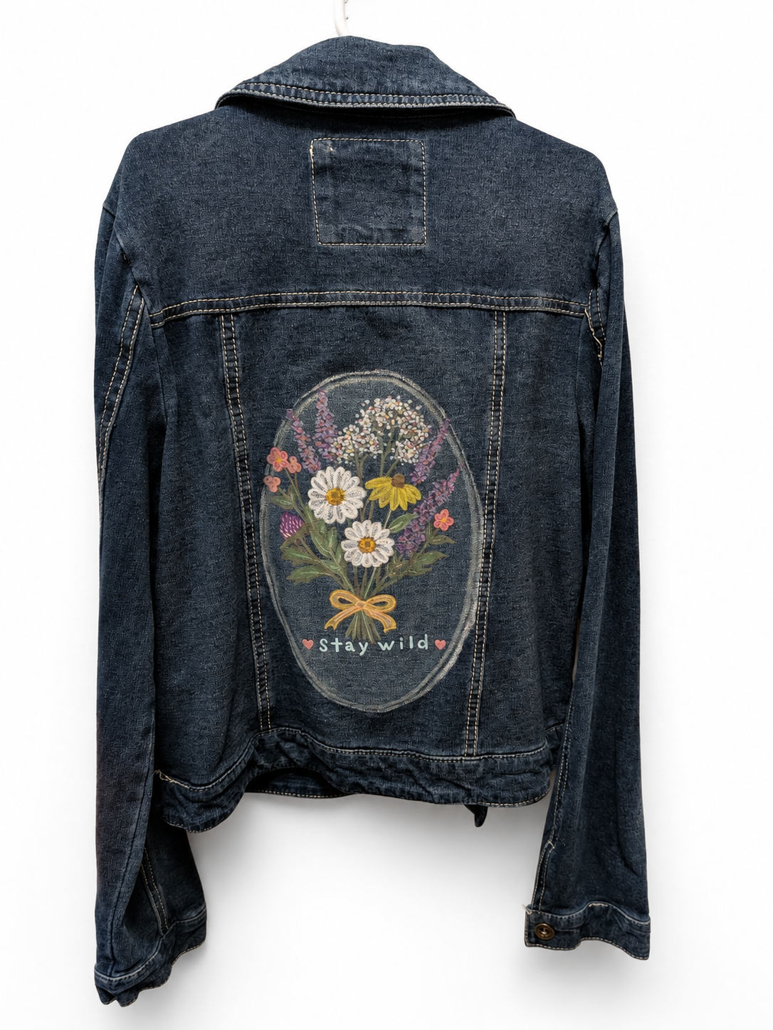 Stay Wild Hand-Painted Girls Denim Jacket